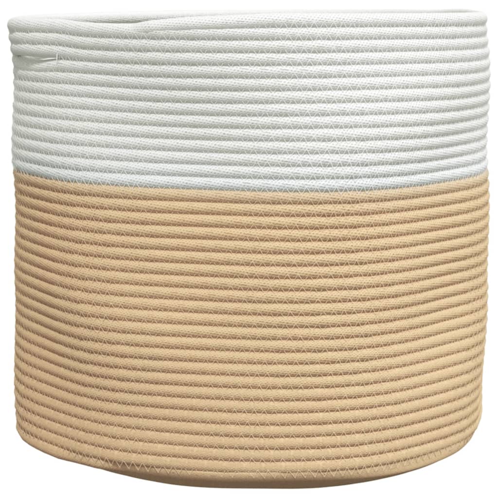 opbevaringskurv Ø40x35 cm bomuld beige og hvid