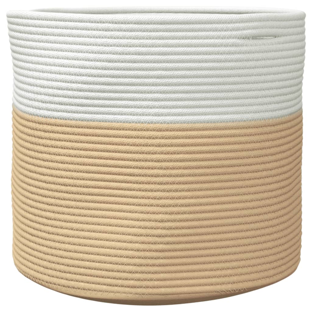 opbevaringskurv Ø40x35 cm bomuld beige og hvid