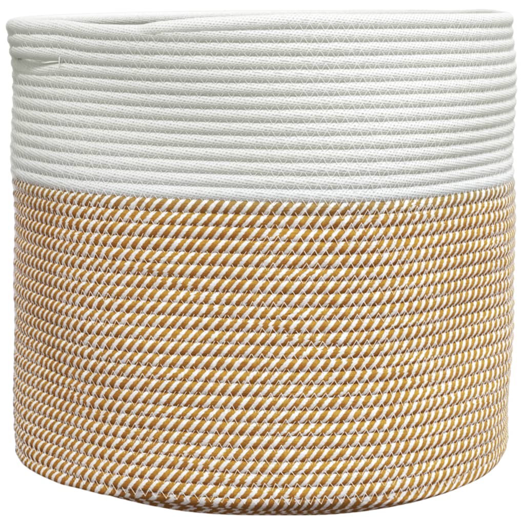 opbevaringskurv Ø40x35 cm bomuld brun og hvid