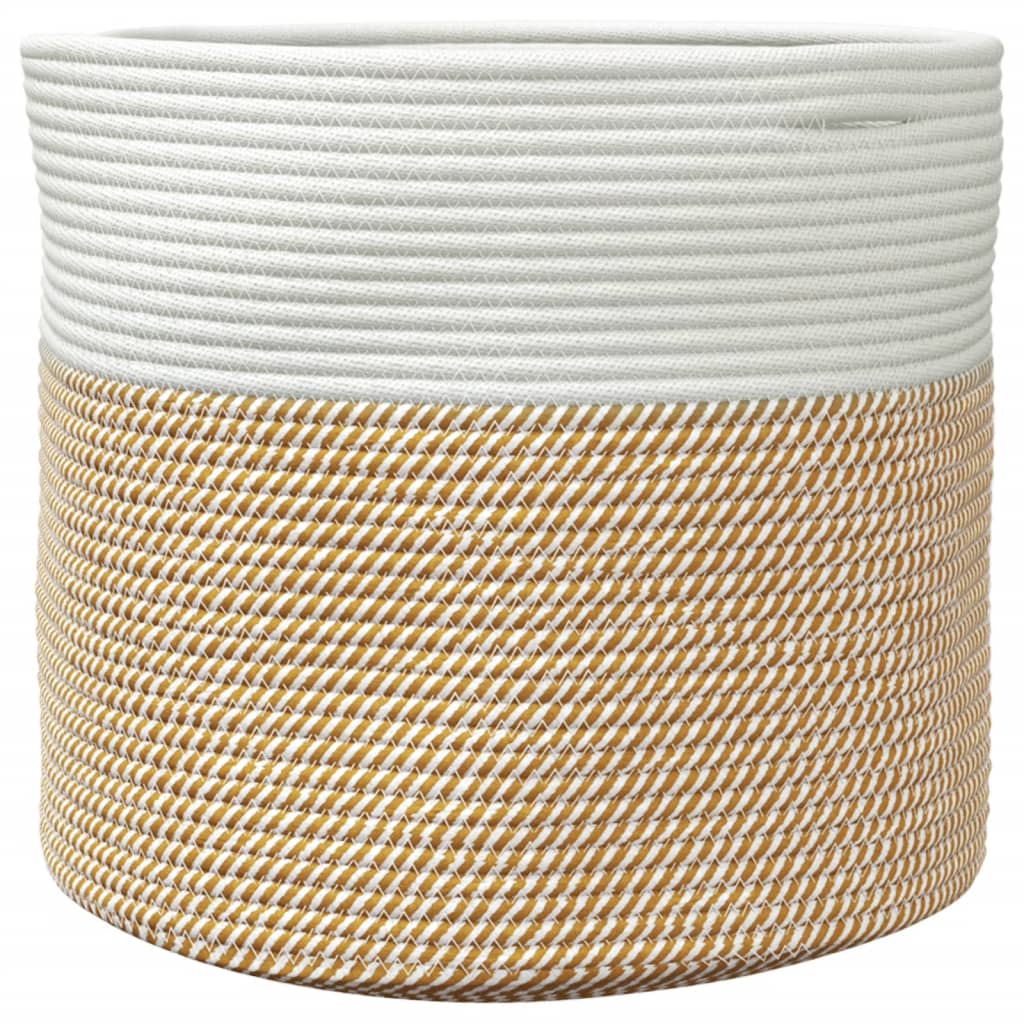 opbevaringskurv Ø40x35 cm bomuld brun og hvid