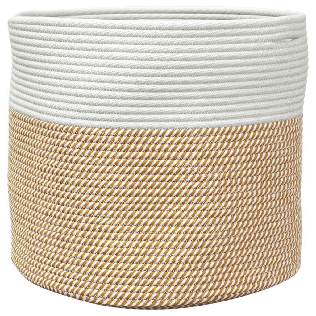 opbevaringskurv Ø40x35 cm bomuld brun og hvid