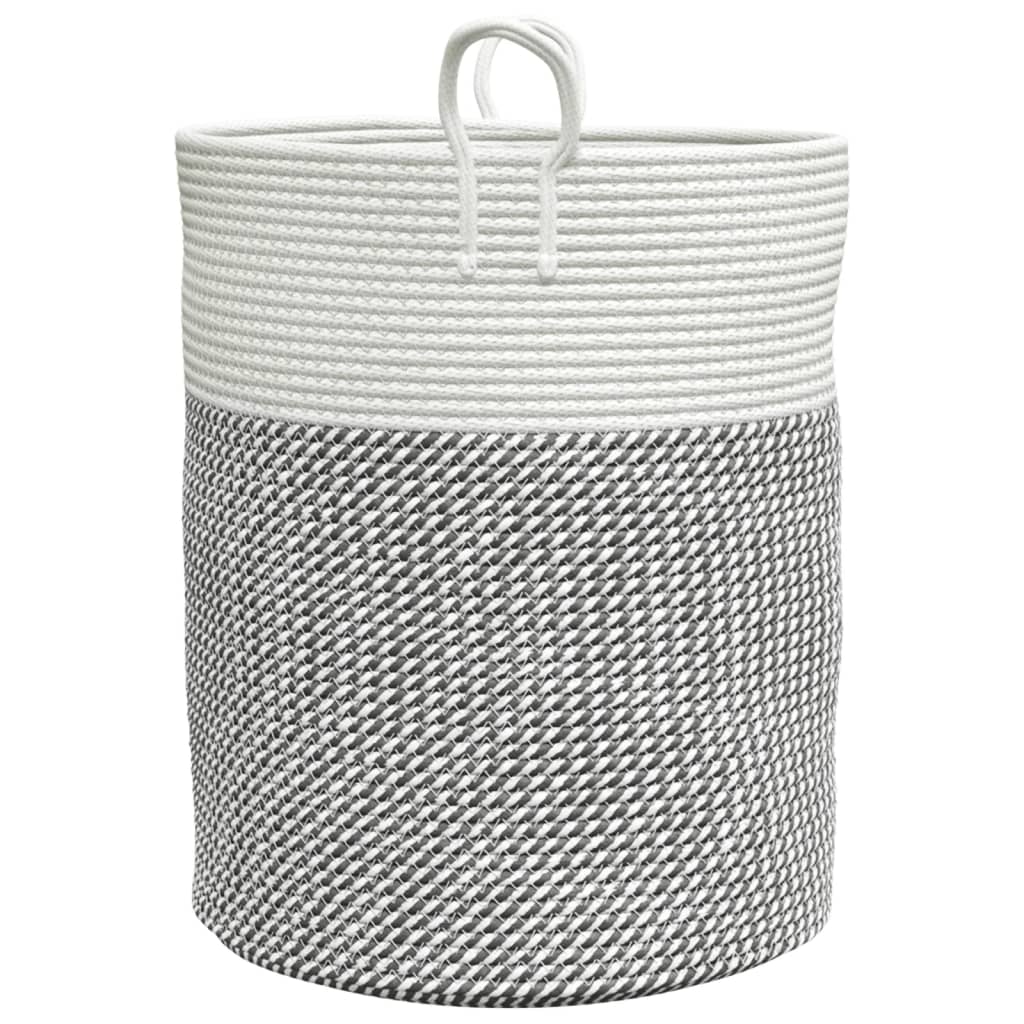 opbevaringskurv Ø38x46 cm bomuld grå og hvid