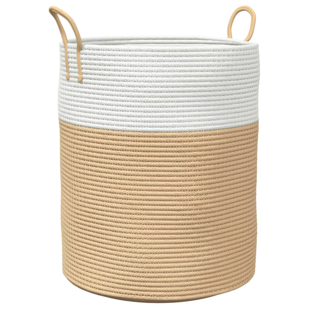 opbevaringskurv Ø38x46 cm bomuld beige og hvid