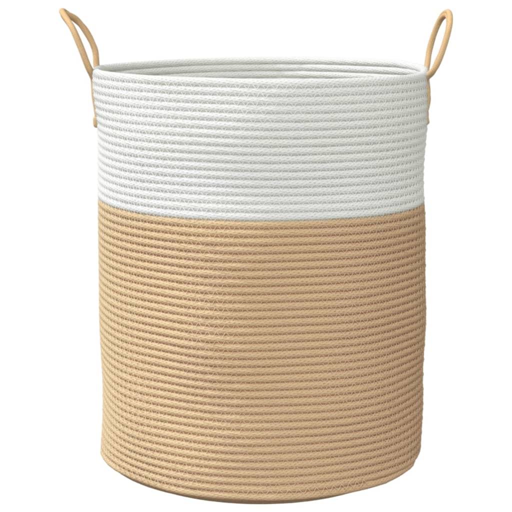 opbevaringskurv Ø38x46 cm bomuld beige og hvid