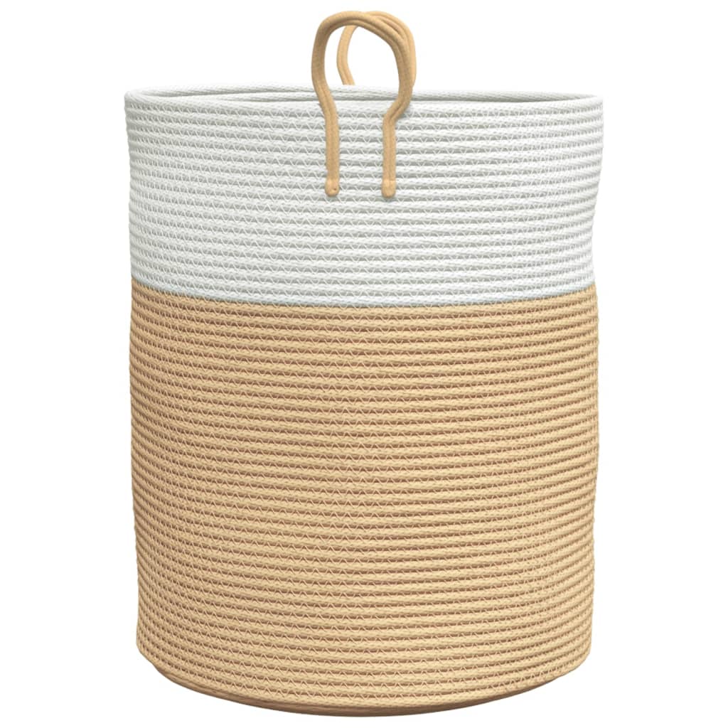 opbevaringskurv Ø38x46 cm bomuld beige og hvid