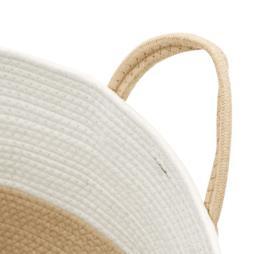 opbevaringskurv Ø38x46 cm bomuld beige og hvid