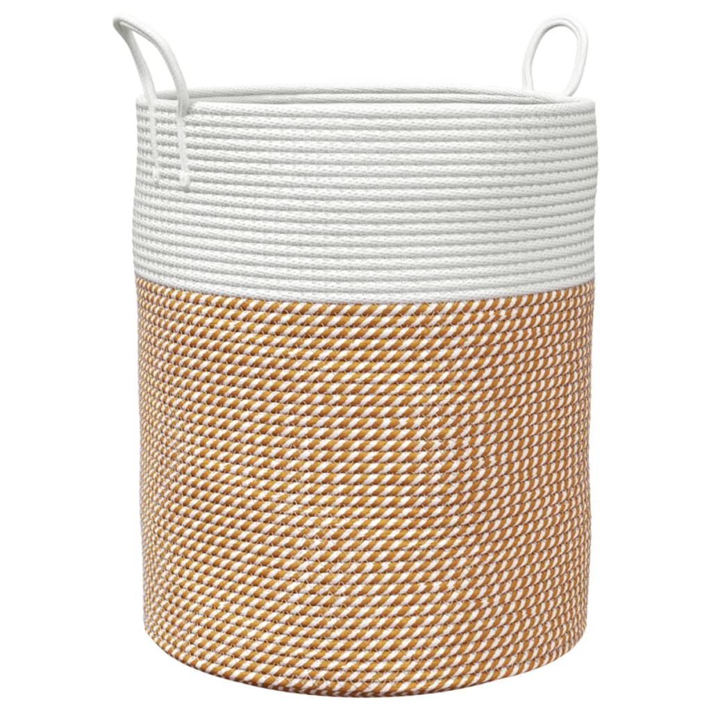 opbevaringskurv Ø38x46 cm bomuld brun og hvid