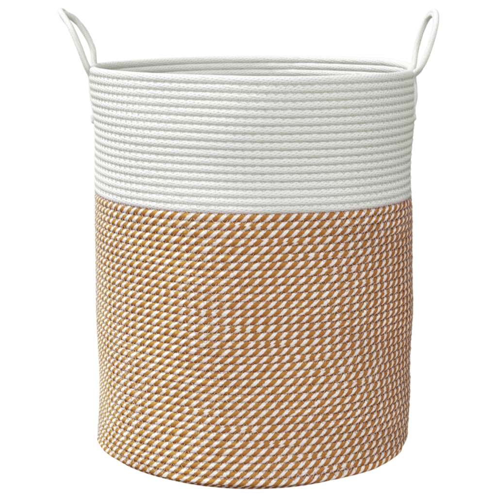 opbevaringskurv Ø38x46 cm bomuld brun og hvid