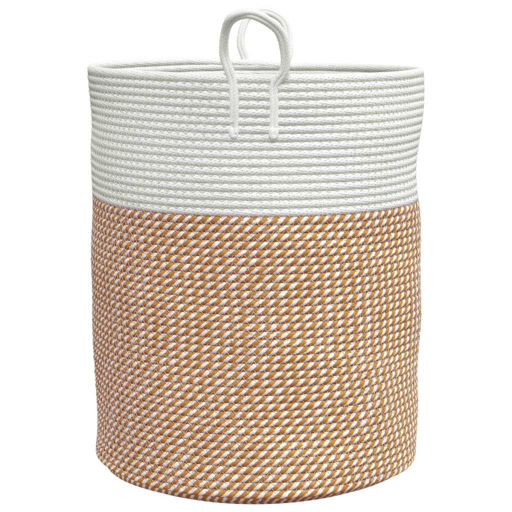 opbevaringskurv Ø38x46 cm bomuld brun og hvid