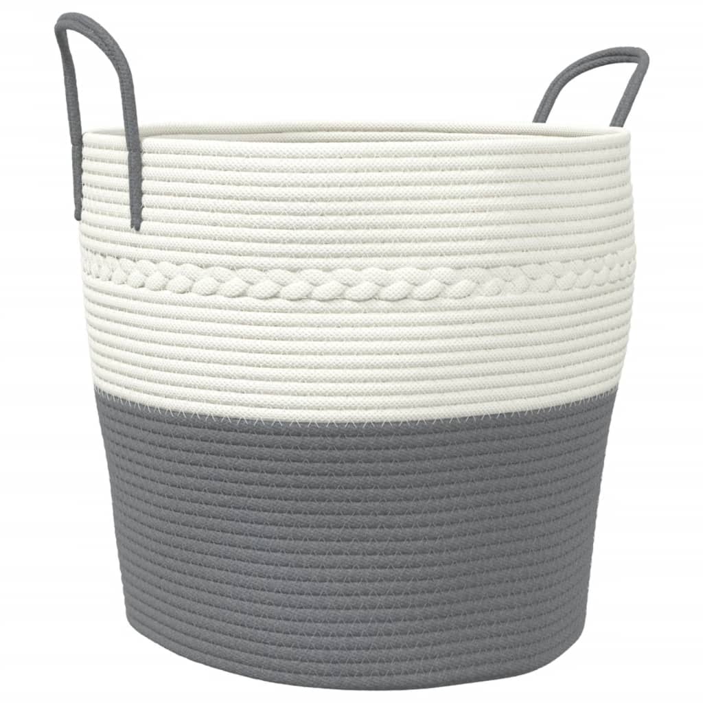opbevaringskurv Ø43x38 cm bomuld grå og hvid