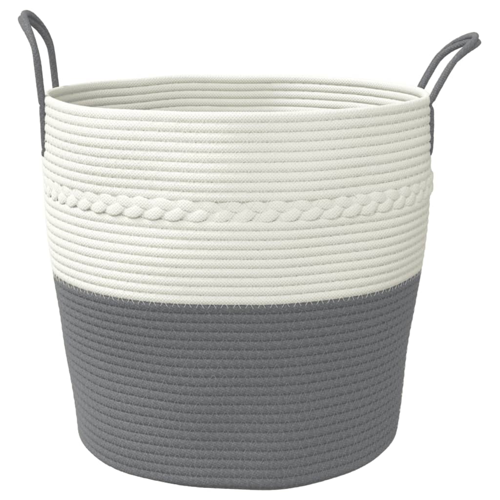 opbevaringskurv Ø43x38 cm bomuld grå og hvid