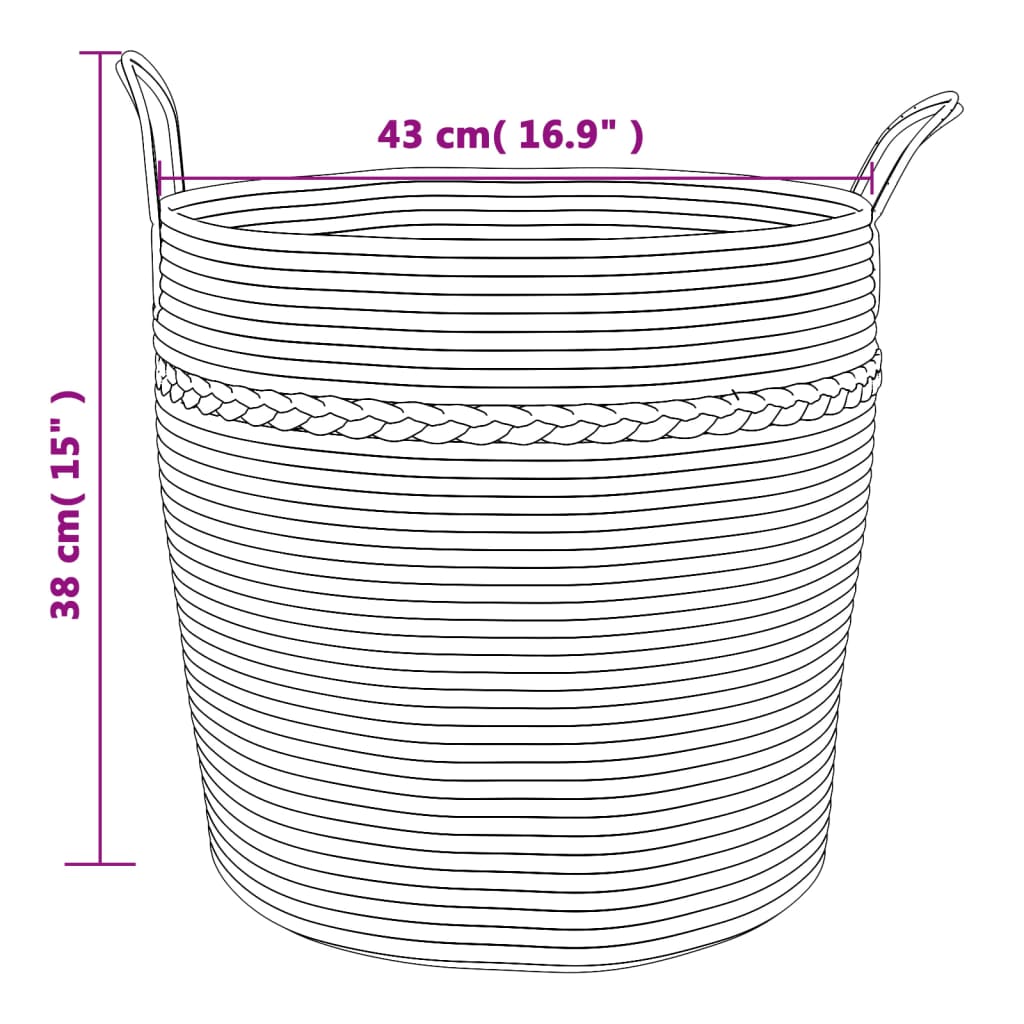 opbevaringskurv Ø43x38 cm bomuld grå og hvid
