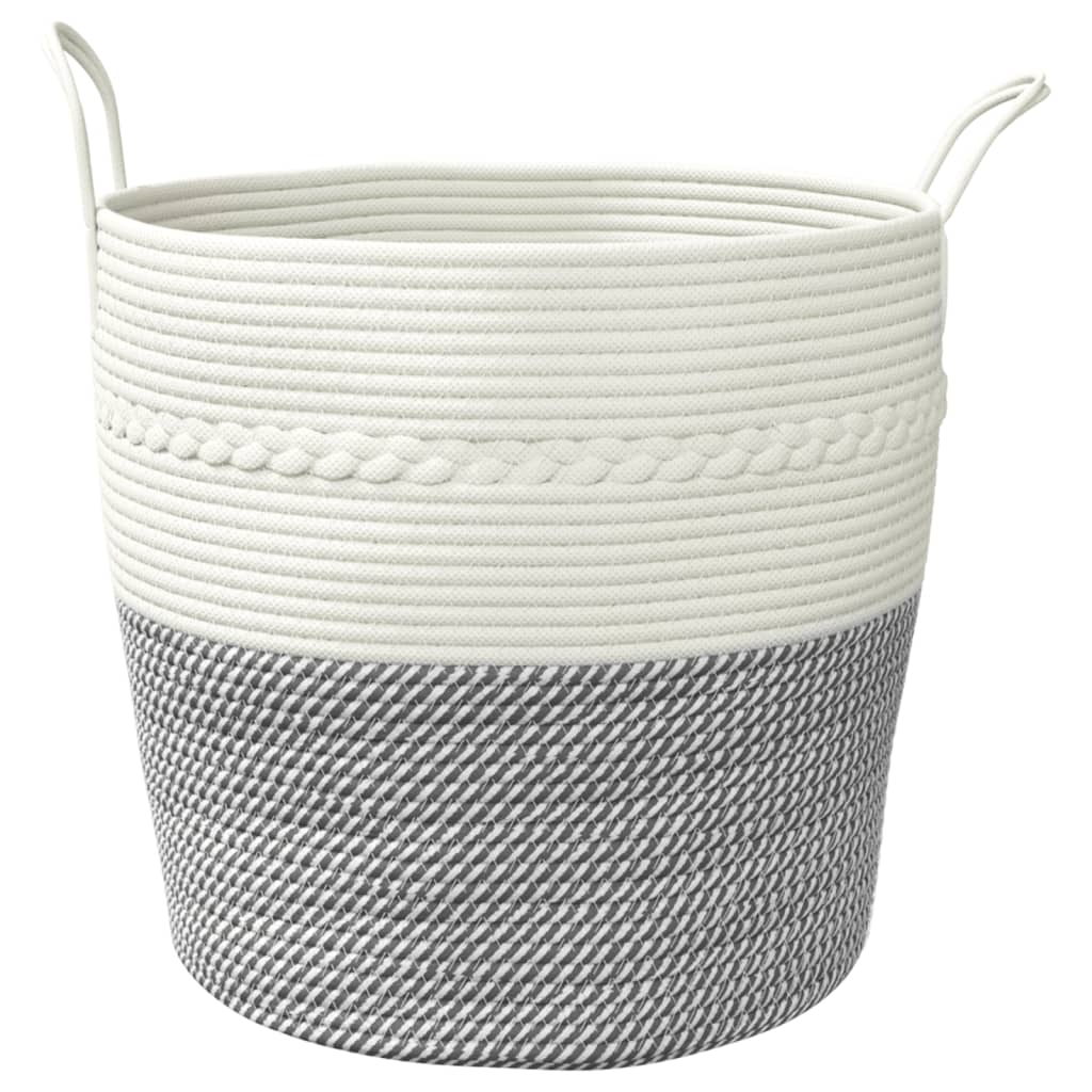opbevaringskurv Ø43x38 cm bomuld grå og hvid