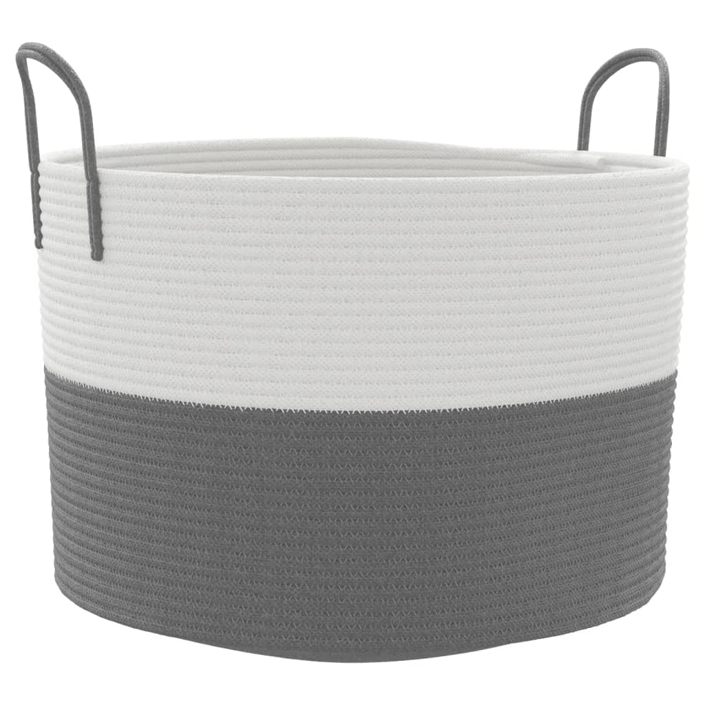 opbevaringskurv Ø51x33 cm bomuld grå og hvid