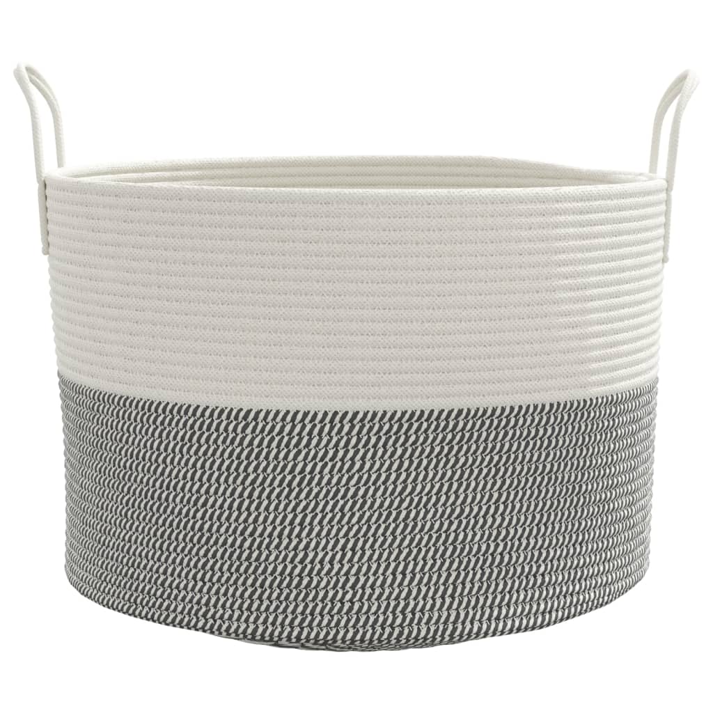 opbevaringskurv Ø51x33 cm bomuld grå og hvid