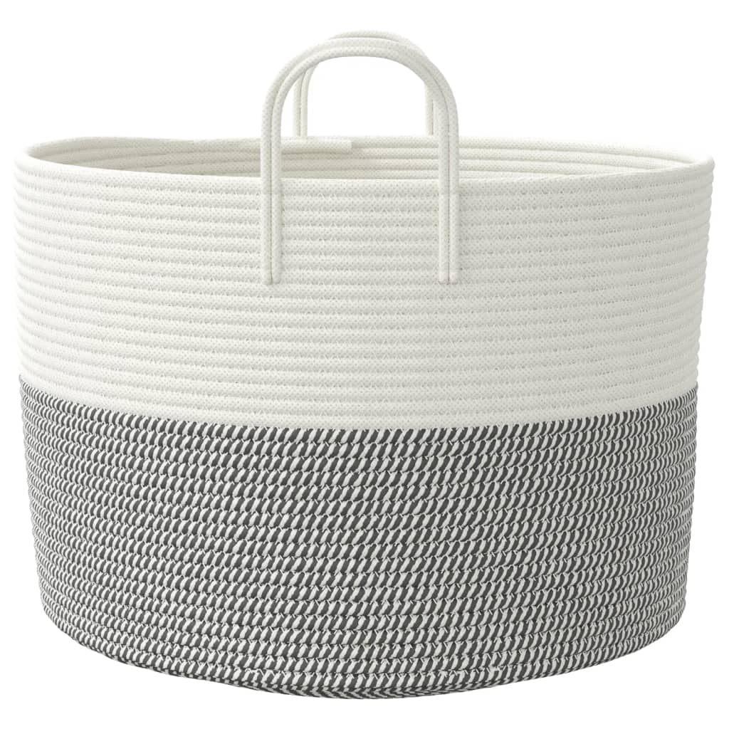 opbevaringskurv Ø51x33 cm bomuld grå og hvid