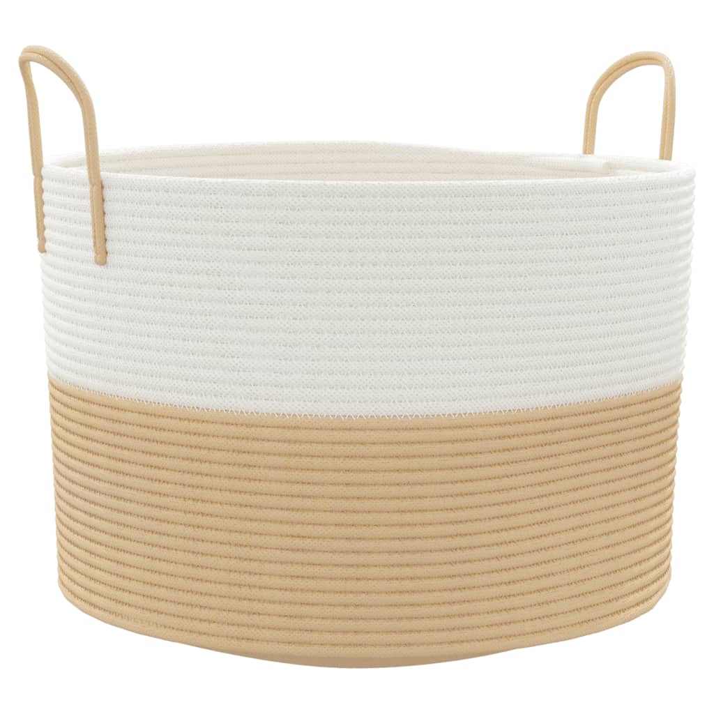 opbevaringskurv Ø51x33 cm bomuld beige og hvid