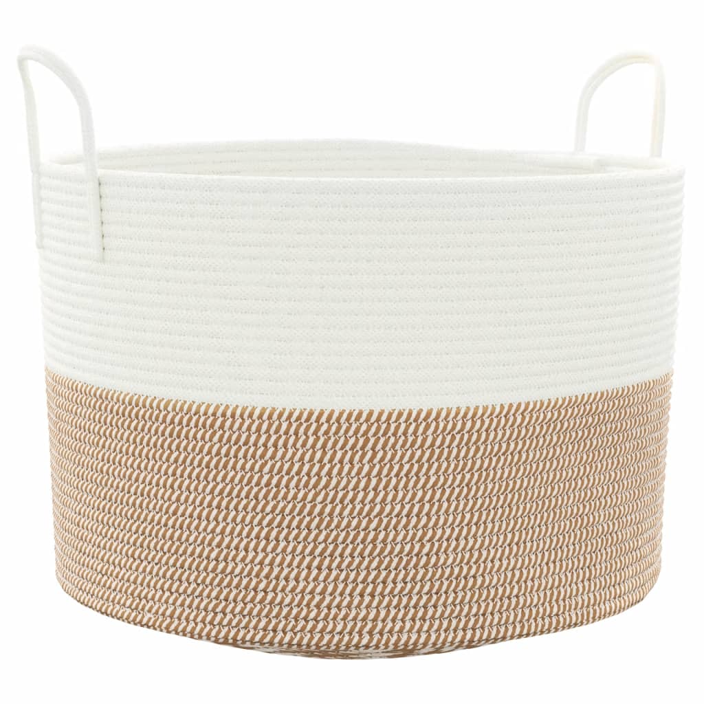 opbevaringskurv Ø51x33 cm bomuld brun og hvid
