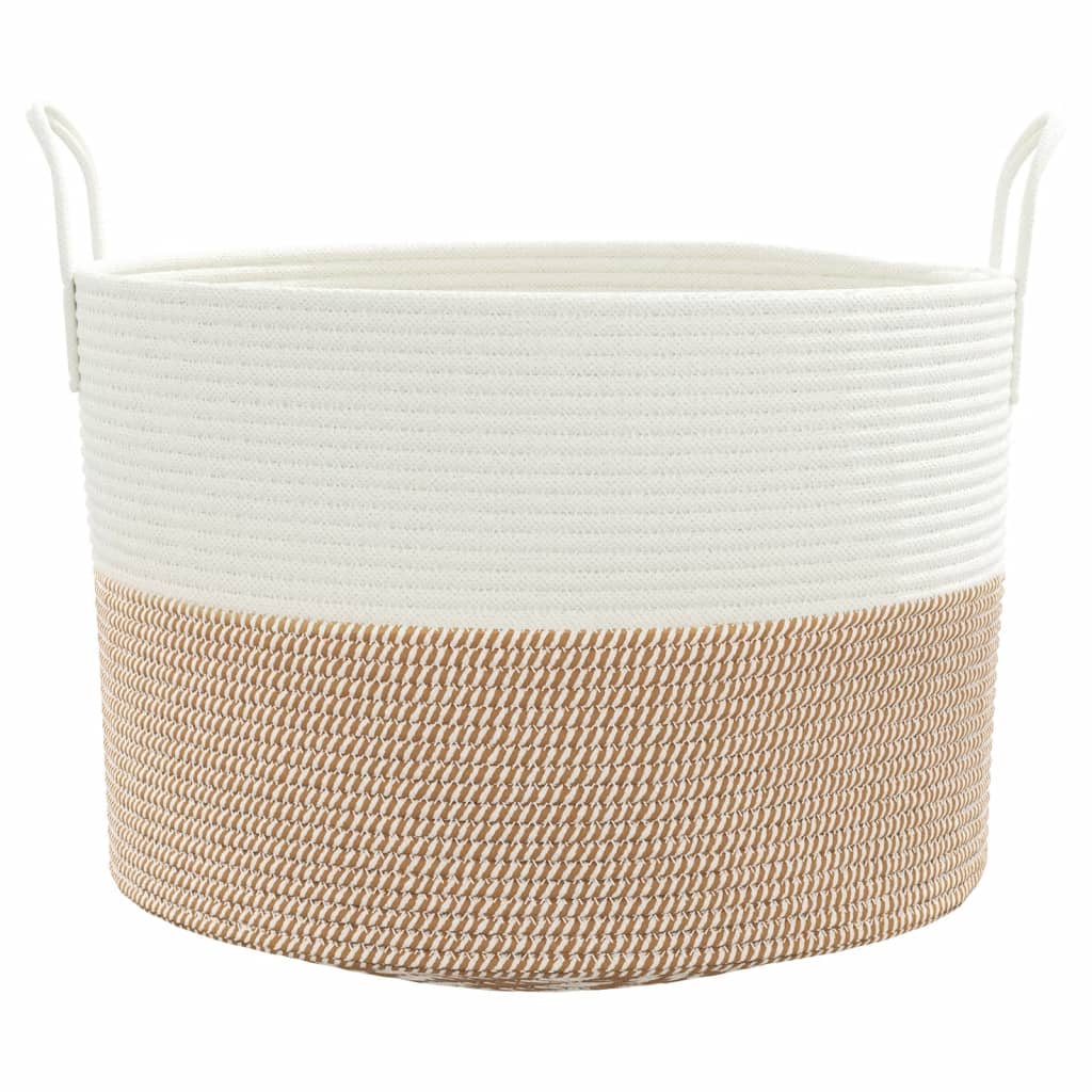 opbevaringskurv Ø51x33 cm bomuld brun og hvid