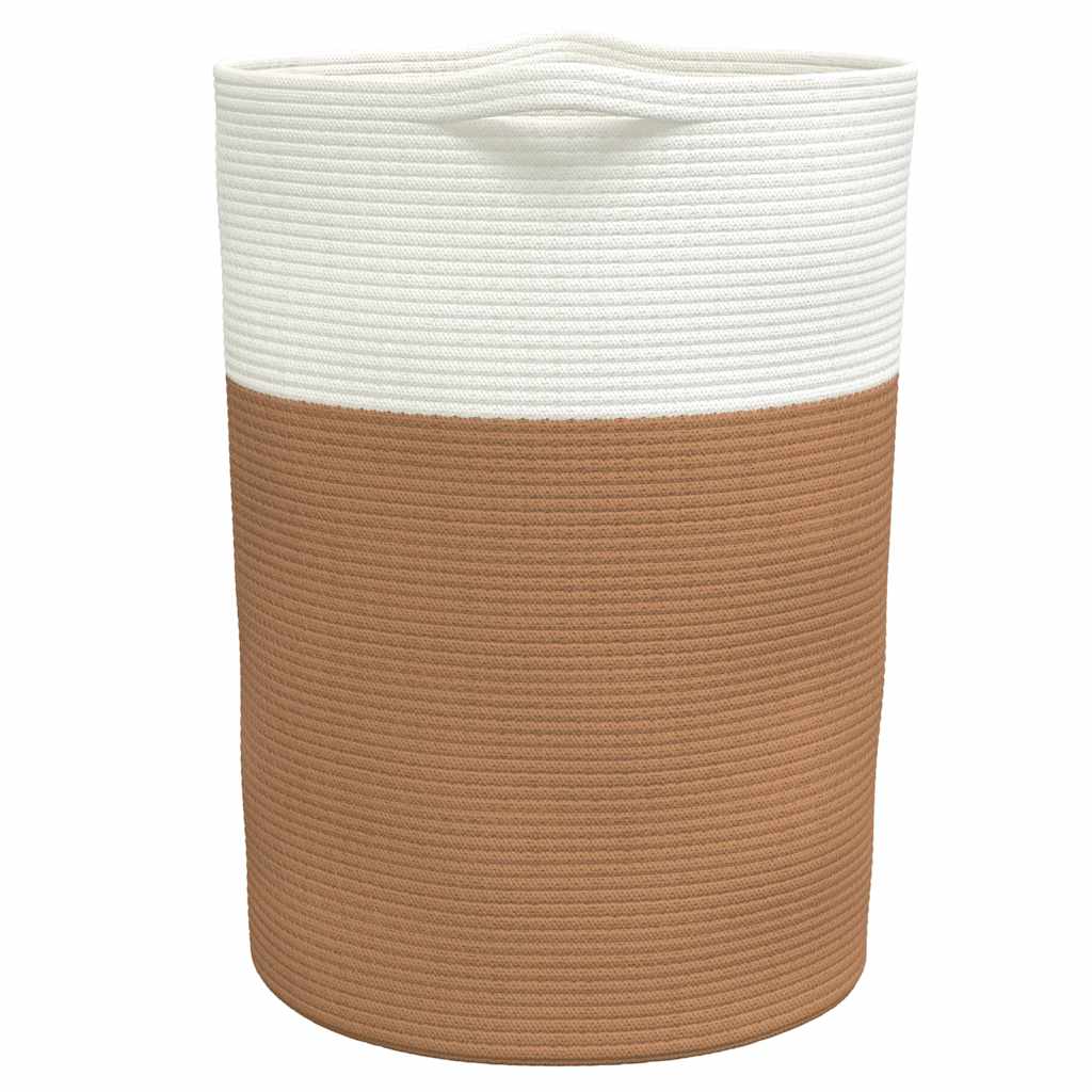 opbevaringskurv Ø49x65 cm bomuld brun og hvid