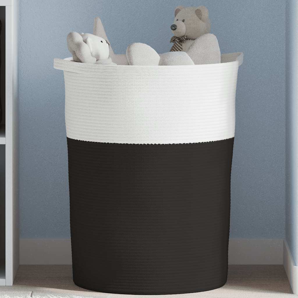 opbevaringskurv Ø49x65 cm bomuld sort og hvid