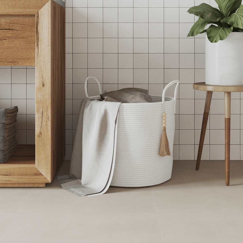 opbevaringskurv Ø40x35 cm bomuld hvid