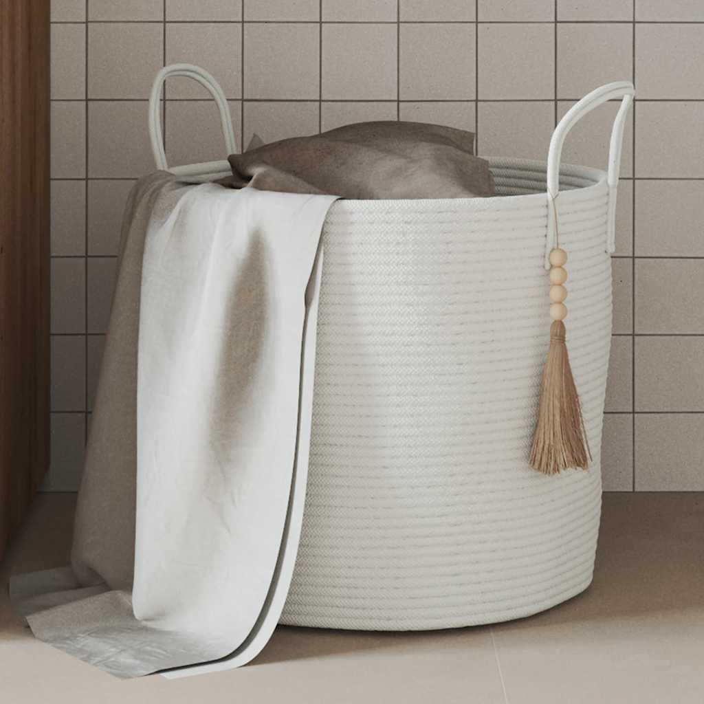 opbevaringskurv Ø40x35 cm bomuld hvid