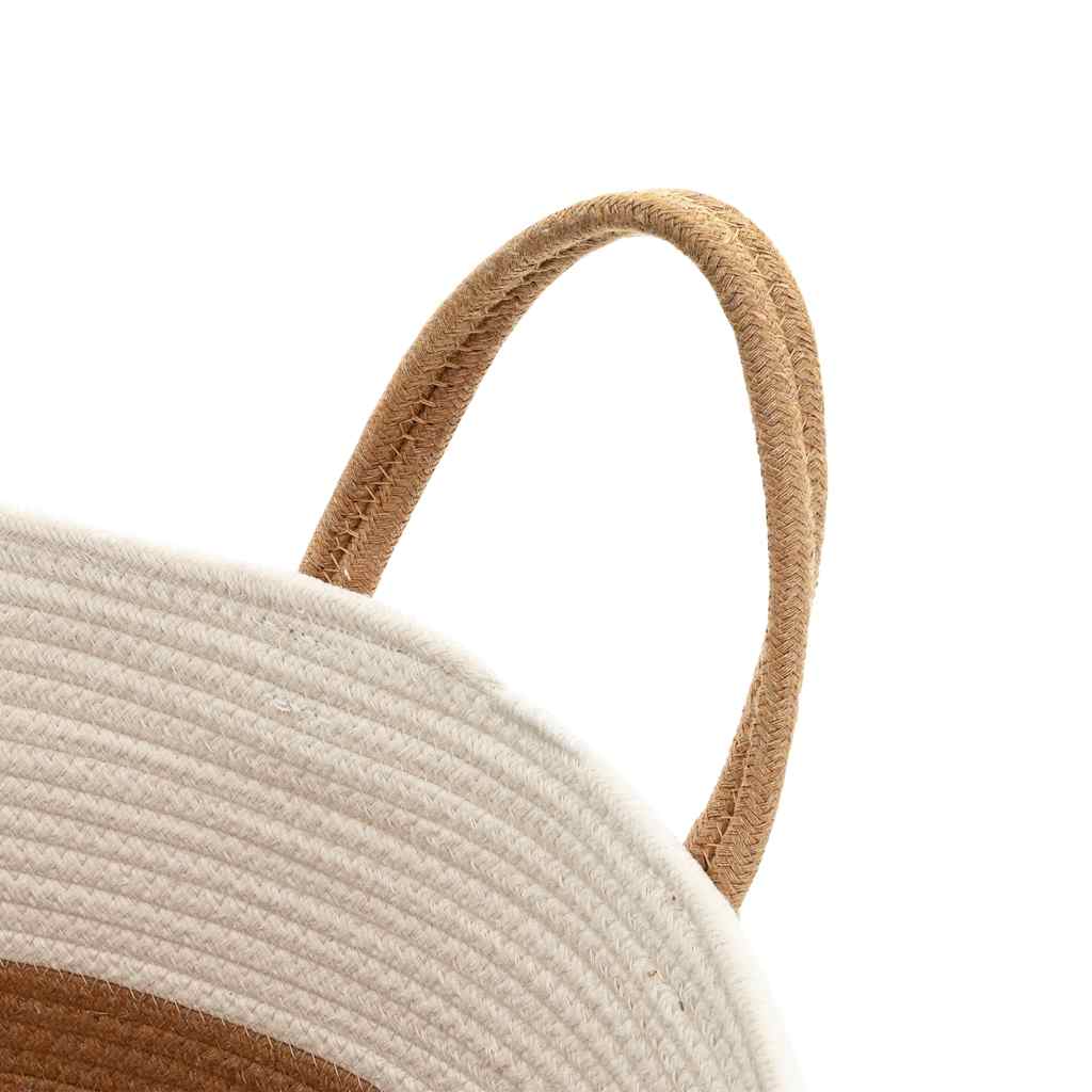 opbevaringskurv Ø40x35 cm bomuld brun og hvid