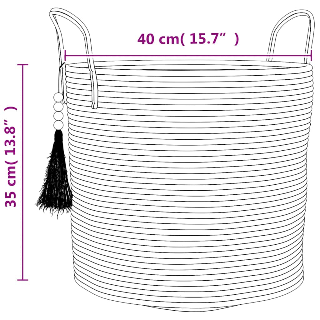 opbevaringskurv Ø40x35 cm bomuld brun og hvid