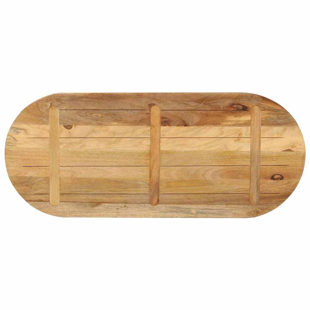 bordplade 140x60x2,5 cm oval massivt ru mangotræ