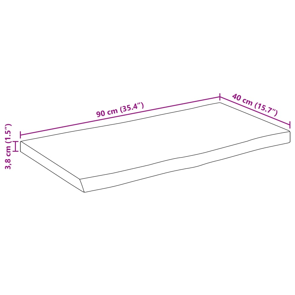 bordplade 90x40x3,8 cm naturlig kant massivt mangotræ