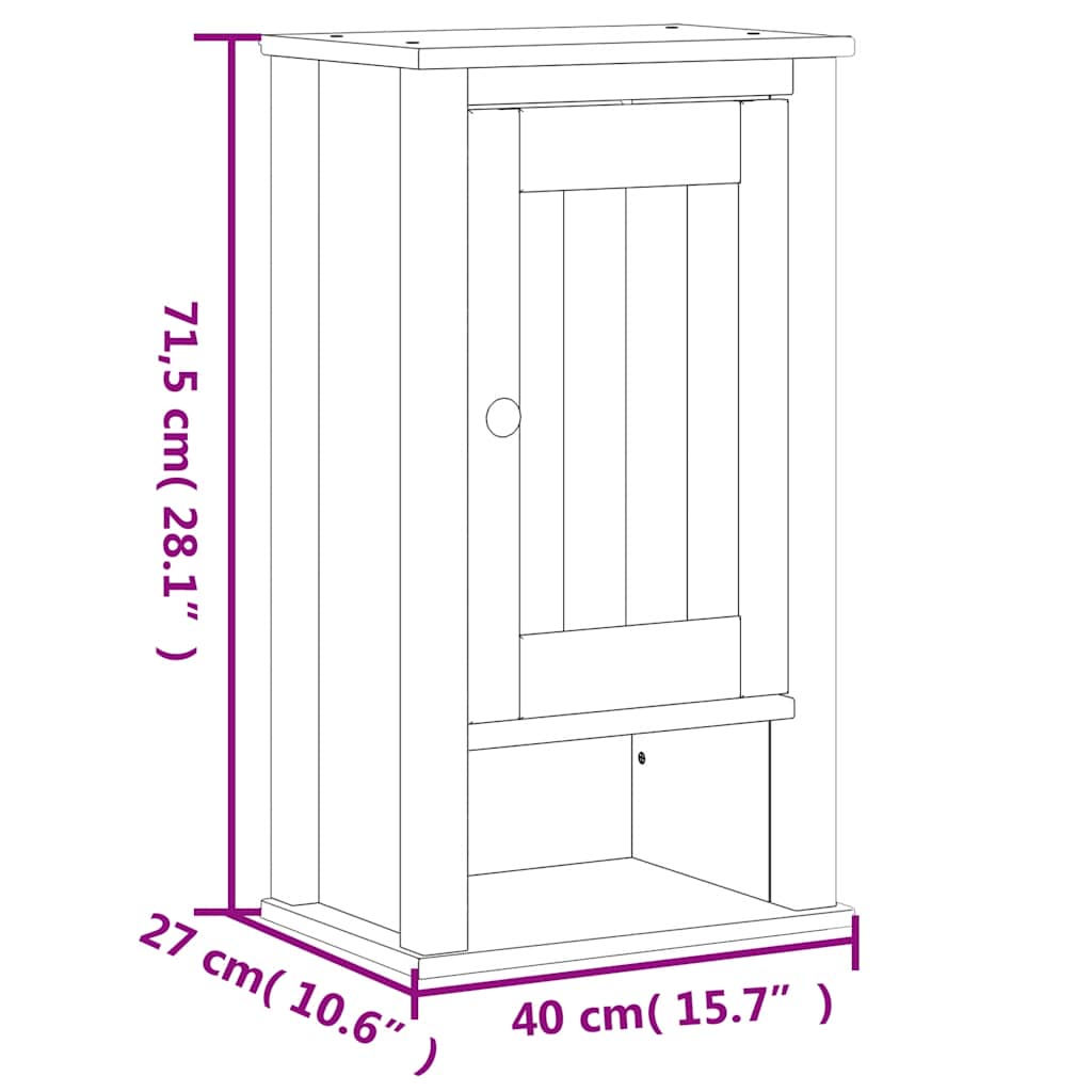 vægskab til badeværelse BERG 40x27x71,5 cm massivt fyr hvid
