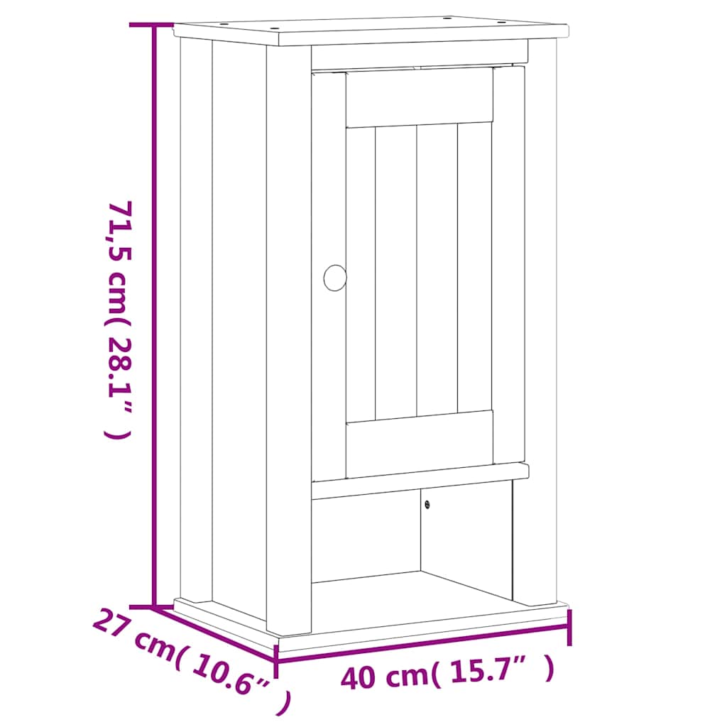 vægskab til badeværelse BERG 40x27x71,5 cm massivt fyr sort