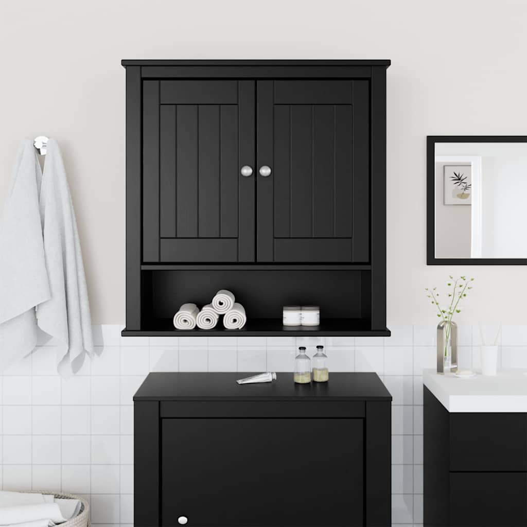 vægskab til badeværelse BERG 69,5x27x71,5 cm massivt træ sort