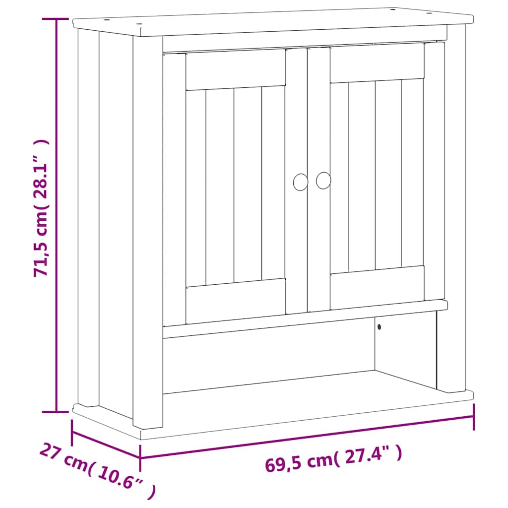 vægskab til badeværelse BERG 69,5x27x71,5 cm massivt træ sort