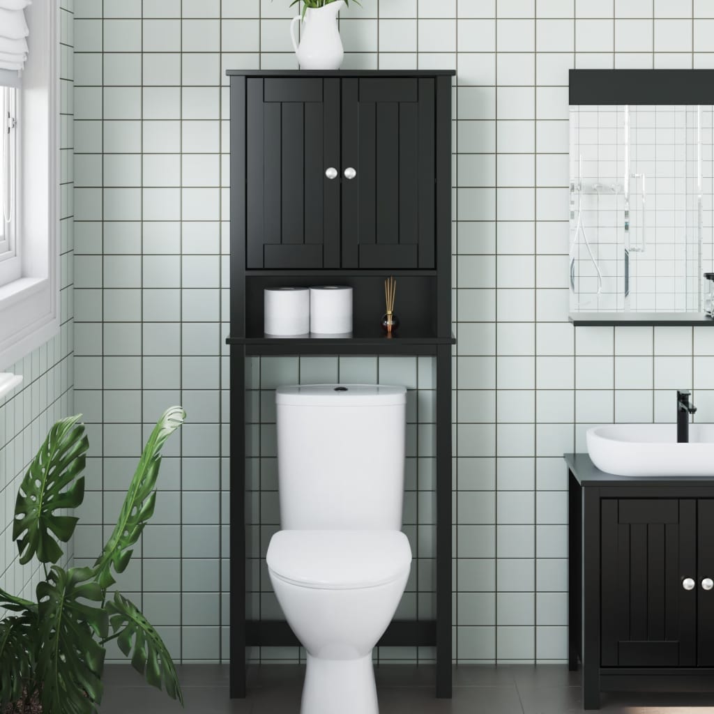 opbevaringsskab til toilet BERG 60x27x164,5 cm massivt træ sort