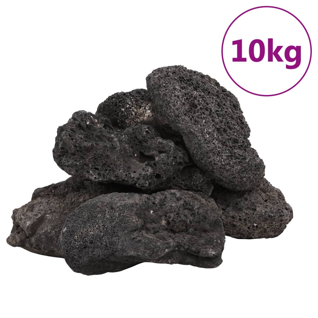 vulkanske sten 10 kg 10-30 cm sort