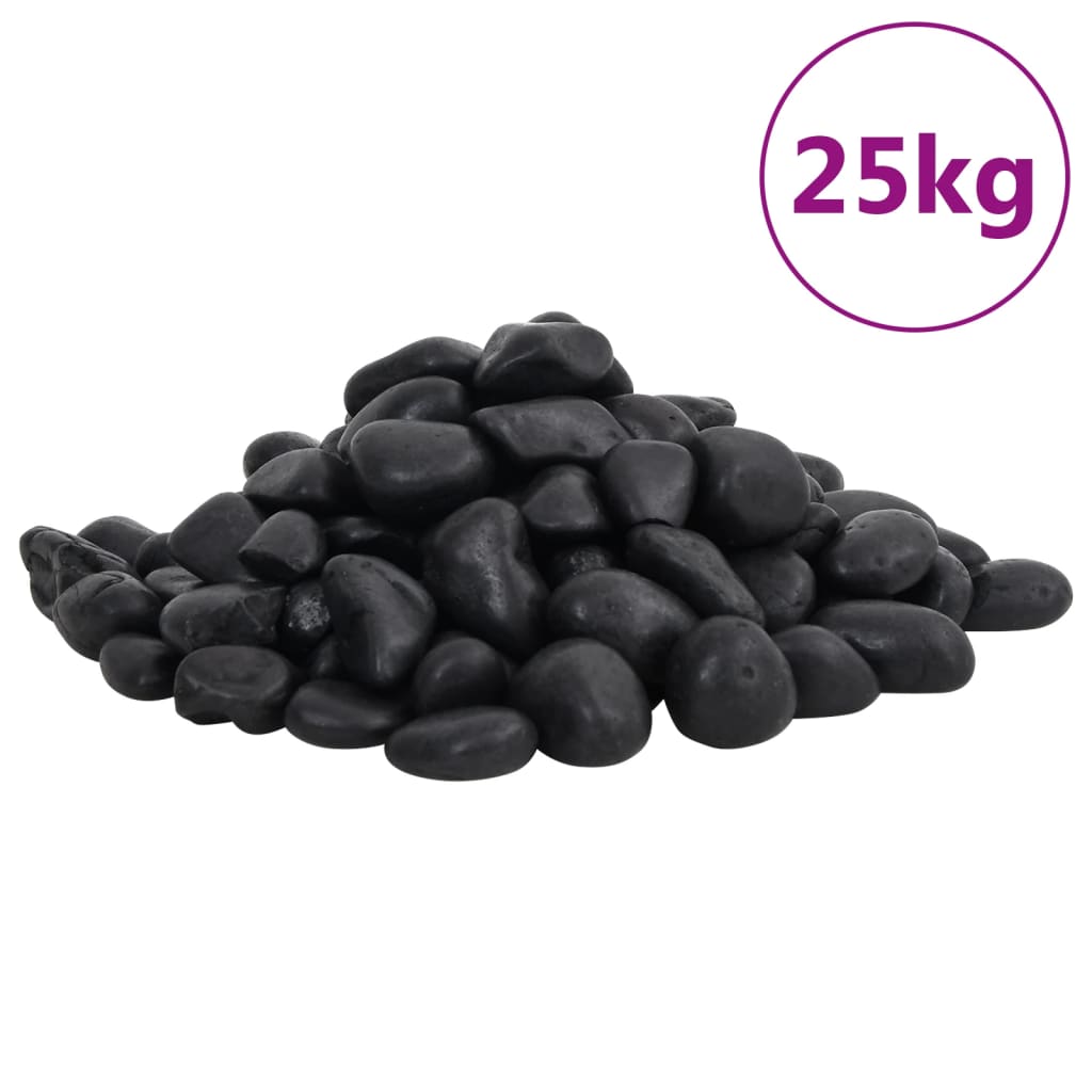 polerede småsten 25 kg 2-5 cm sort