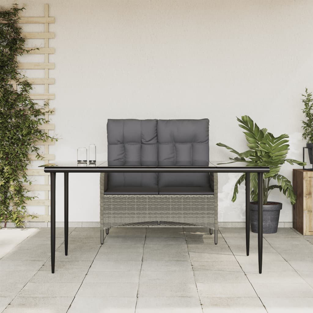 spisebordssæt til haven 2 dele med hynder polyrattan grå