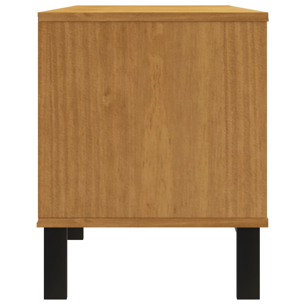tv-bord med glaslåge FLAM 158x40x50 cm massivt fyrretræ