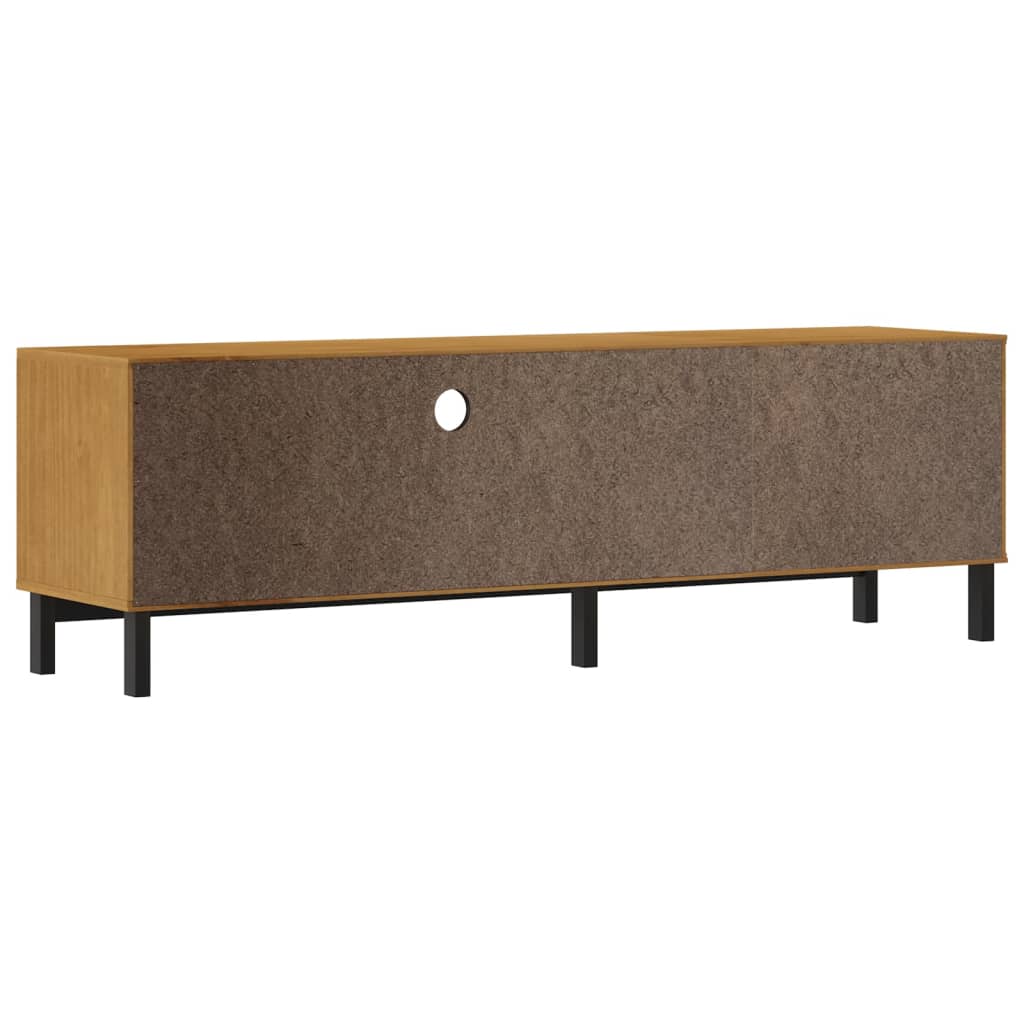 tv-bord med glaslåge FLAM 158x40x50 cm massivt fyrretræ