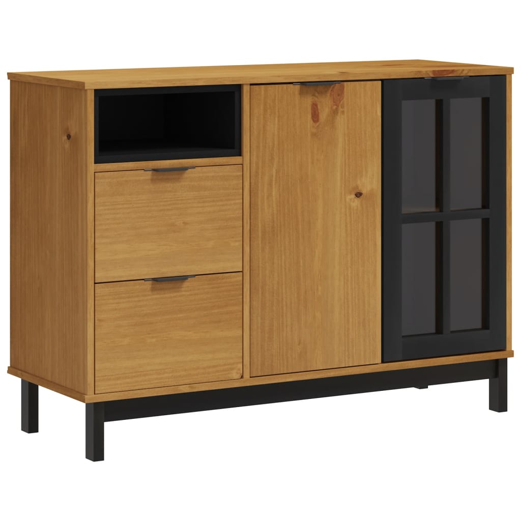 skænk med glaslåge FLAM 110x40x80 cm massivt fyrretræ