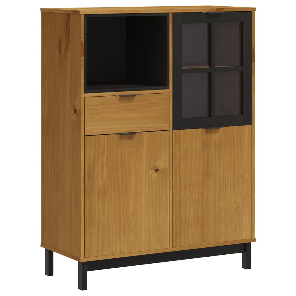skab med glaslåge FLAM 92x40x122,5 cm massivt fyrretræ