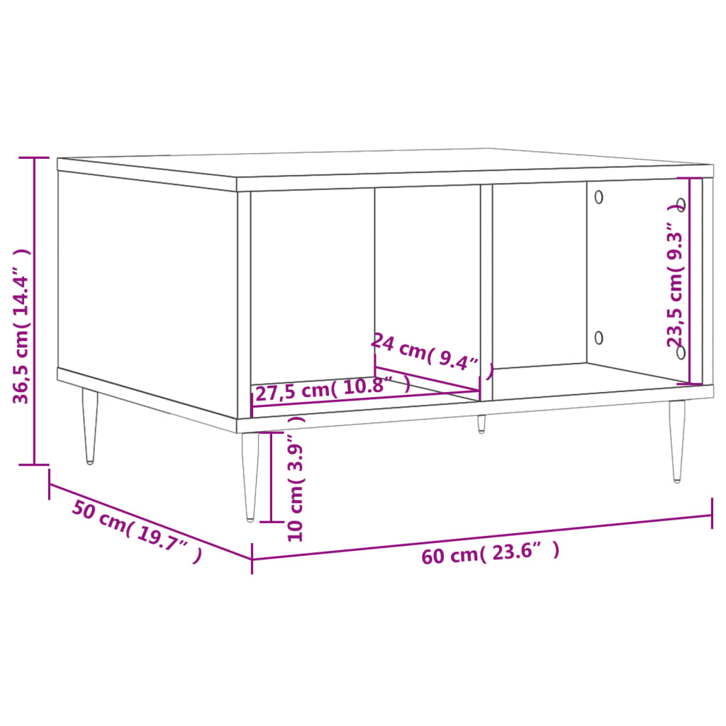 sofabord 60x50x36,5 cm konstrueret træ sonoma-eg