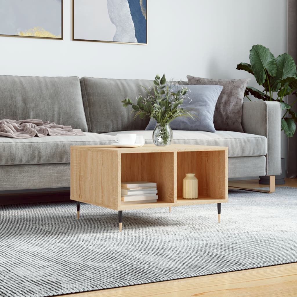 sofabord 60x50x36,5 cm konstrueret træ sonoma-eg