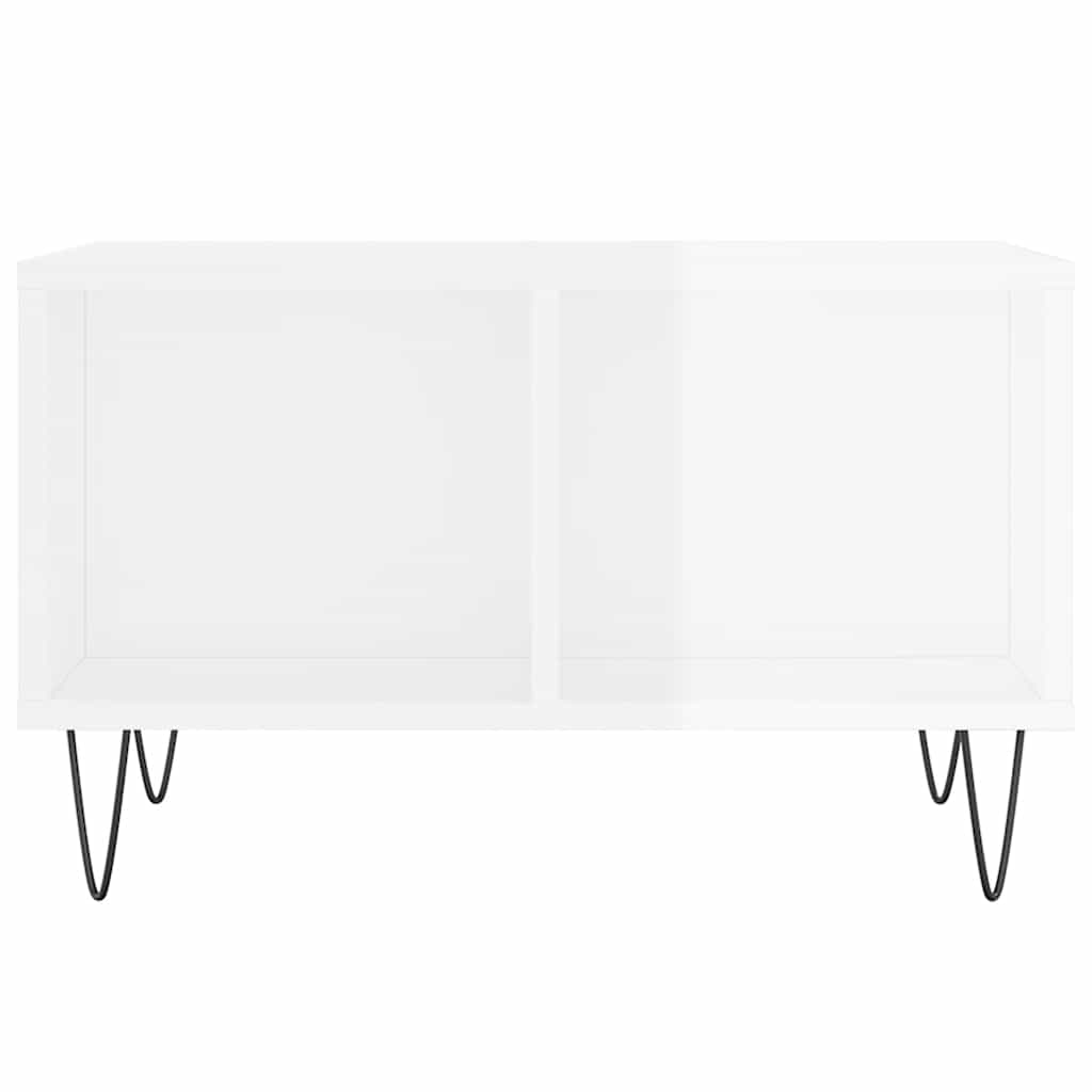sofabord 60x50x36,5 cm konstrueret træ hvid højglans