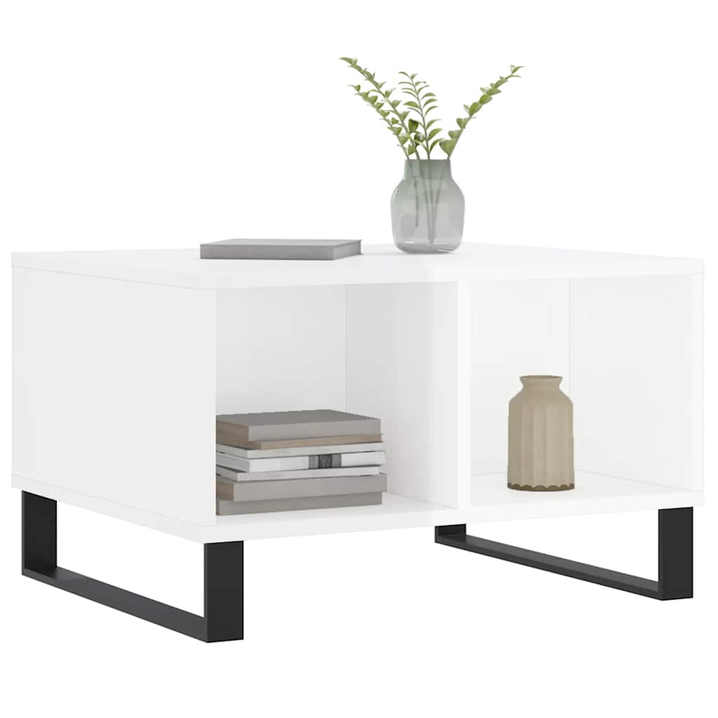 sofabord 60x50x36,5 cm konstrueret træ hvid højglans