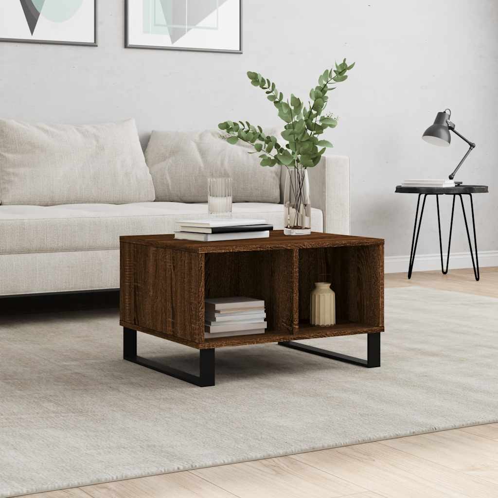 sofabord 60x50x36,5 cm konstrueret træ brun egetræsfarve