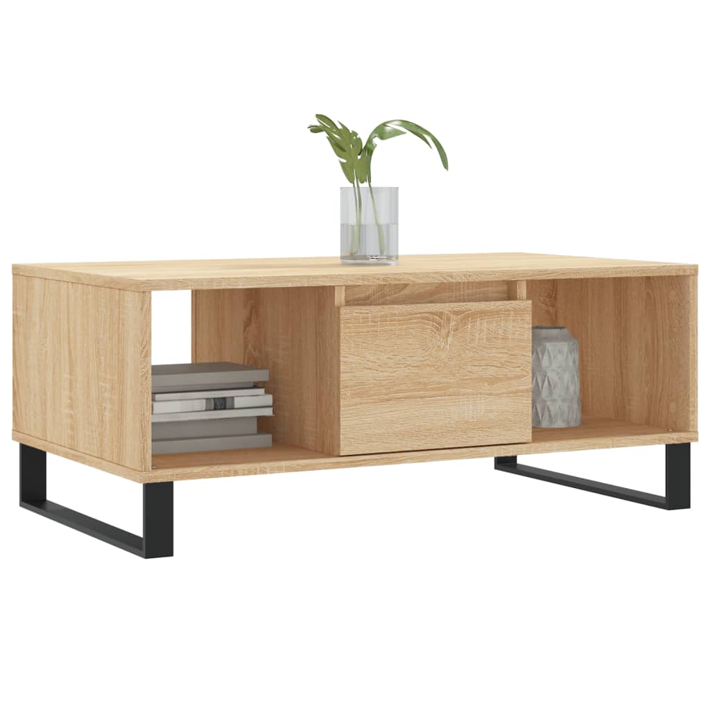 sofabord 90x50x36,5 cm konstrueret træ sonoma-eg