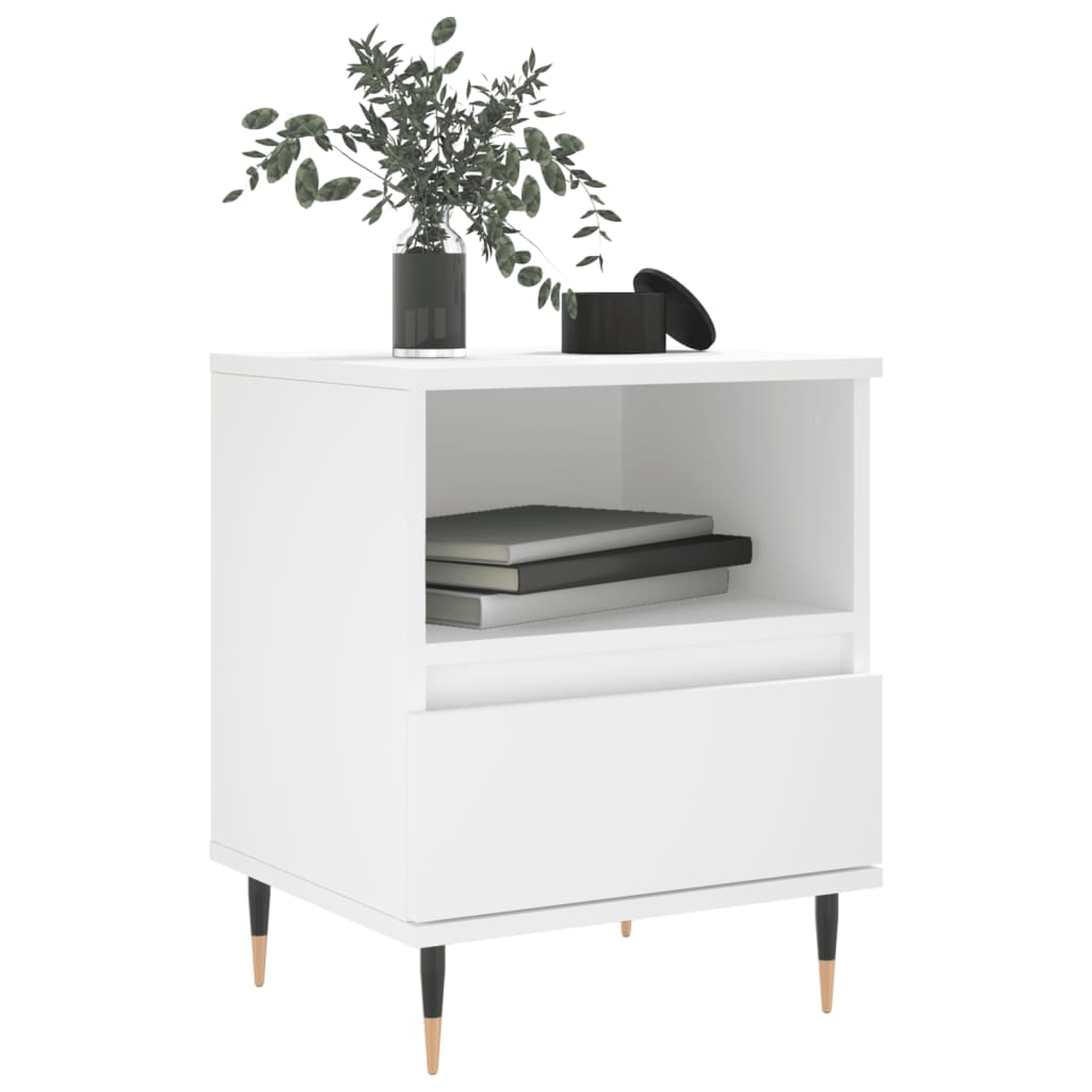 sengeborde 2 stk. 40x35x50 cm konstrueret træ hvid